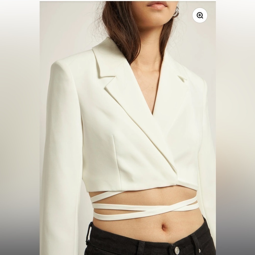 GREY LAB CROPPED BLAZER WITH TIE DETAIL white - Picture 2 of 11